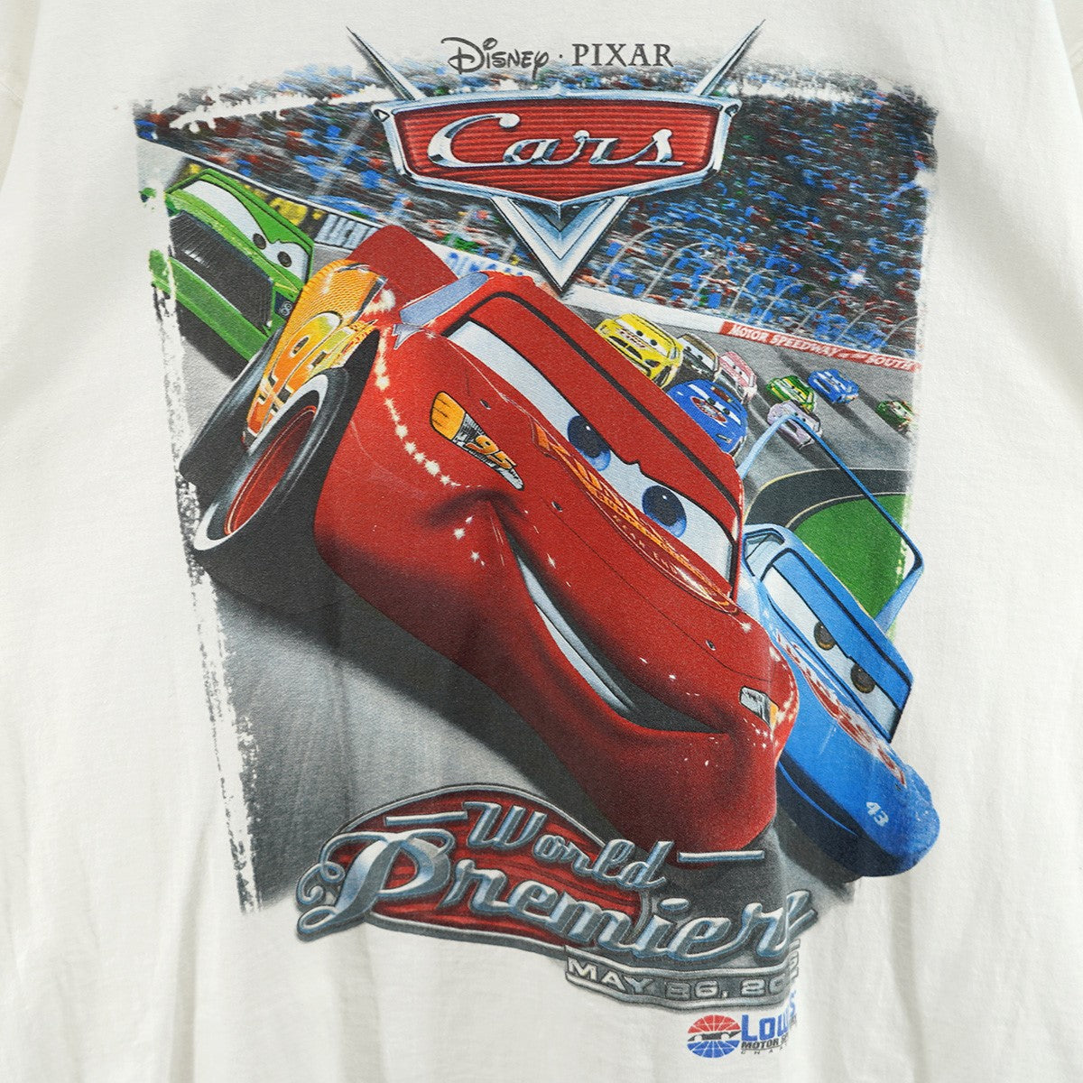 06s Disney PIXAR Cars Promo Lightning McQueen Vintage Race T-Shirt Teeディズニー ピクサー カーズ 映画 ムービー Tシャツ