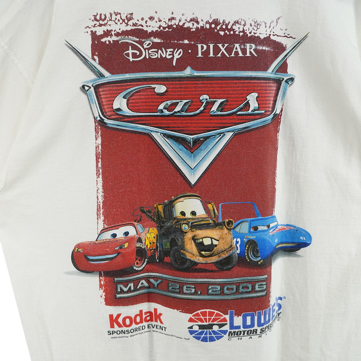 06s Disney PIXAR Cars Promo Lightning McQueen Vintage Race T-Shirt Teeディズニー ピクサー カーズ 映画 ムービー Tシャツ