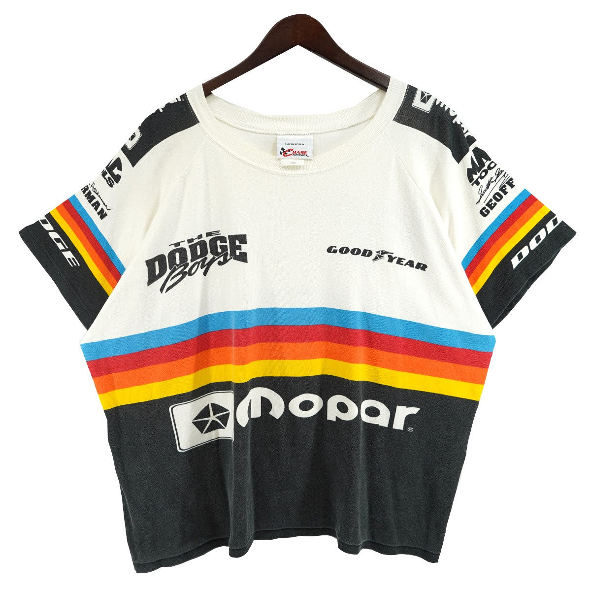 90s Mopar Rainbow Racing T-shirt Good Year CHASE AUTHENTICSレーシング Tシャツ