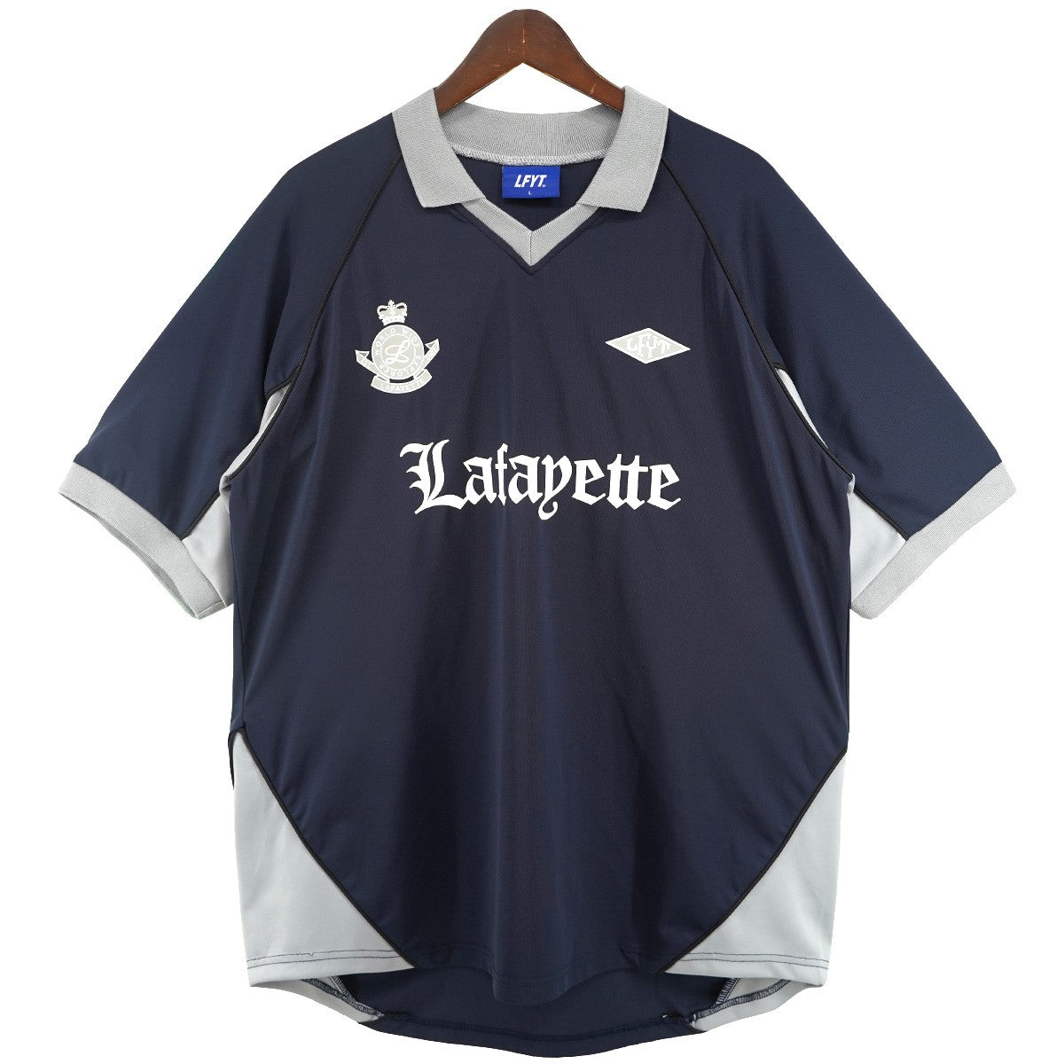 Lafayette 25SS EMBLEM SOCCER JERSEYパイピング エンブレム ロゴ プリント ラグランスリーブ サッカー ジャージー ゲーム シャツ 古着・中古-1枚目のアイテム画像