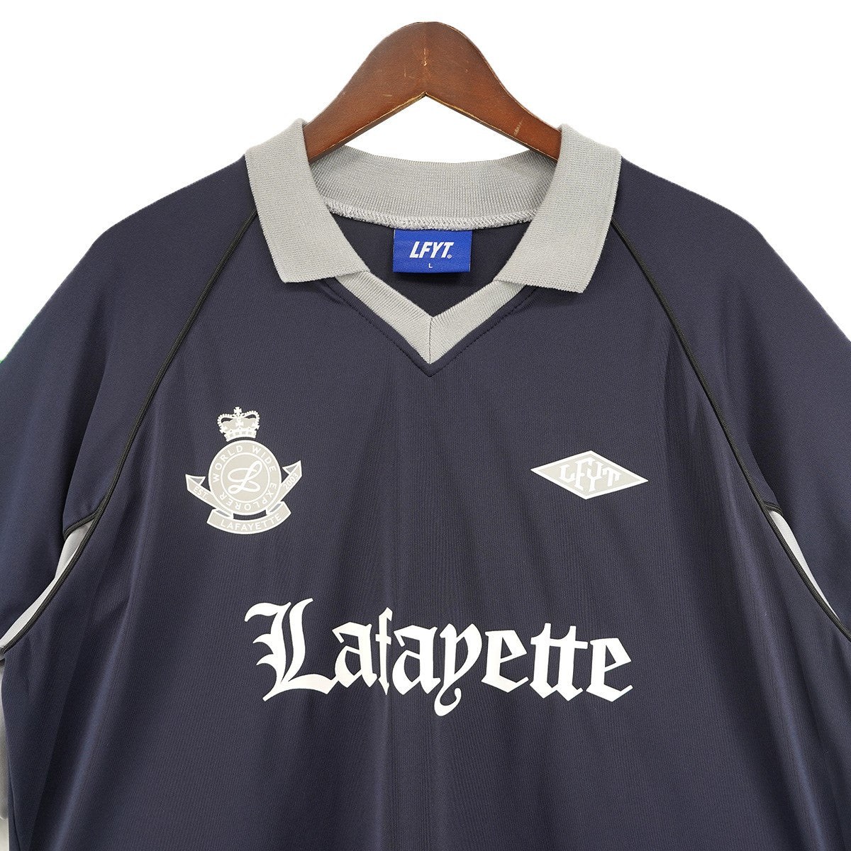 Lafayette 25SS EMBLEM SOCCER JERSEYパイピング エンブレム ロゴ プリント ラグランスリーブ サッカー ジャージー ゲーム シャツ 古着・中古-2枚目のアイテム画像