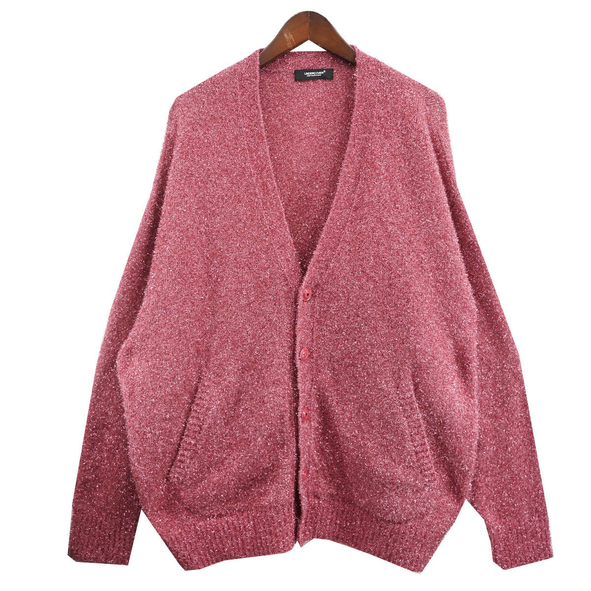 25AW cardigan sweater in a reddish-pinkスパークル ニット カーディガン