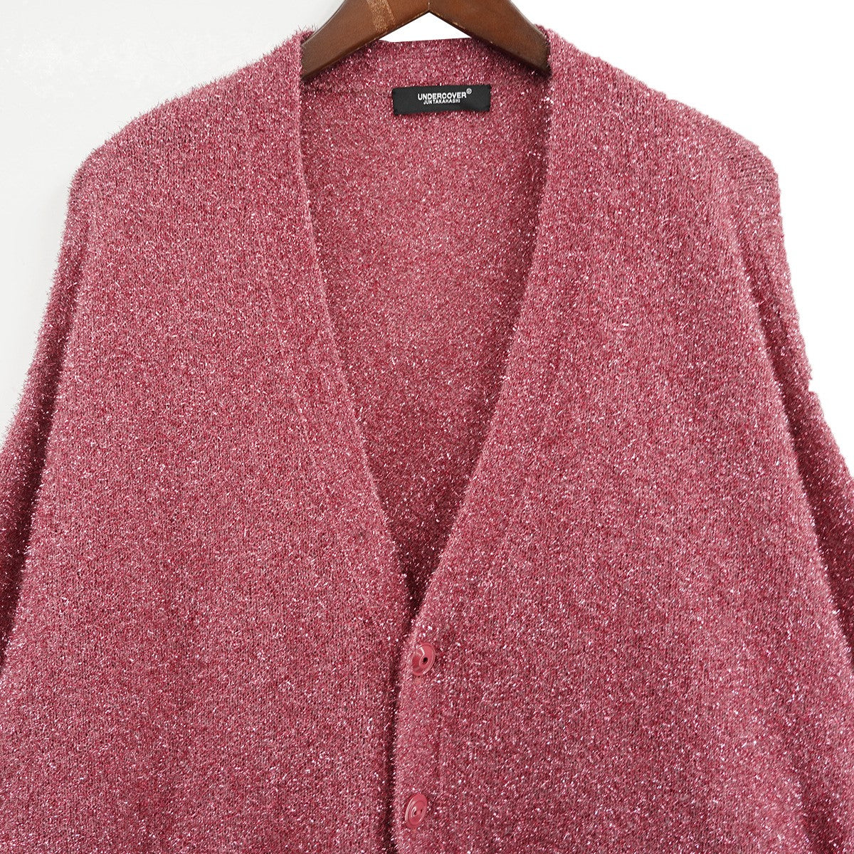 25AW cardigan sweater in a reddish-pinkスパークル ニット カーディガン