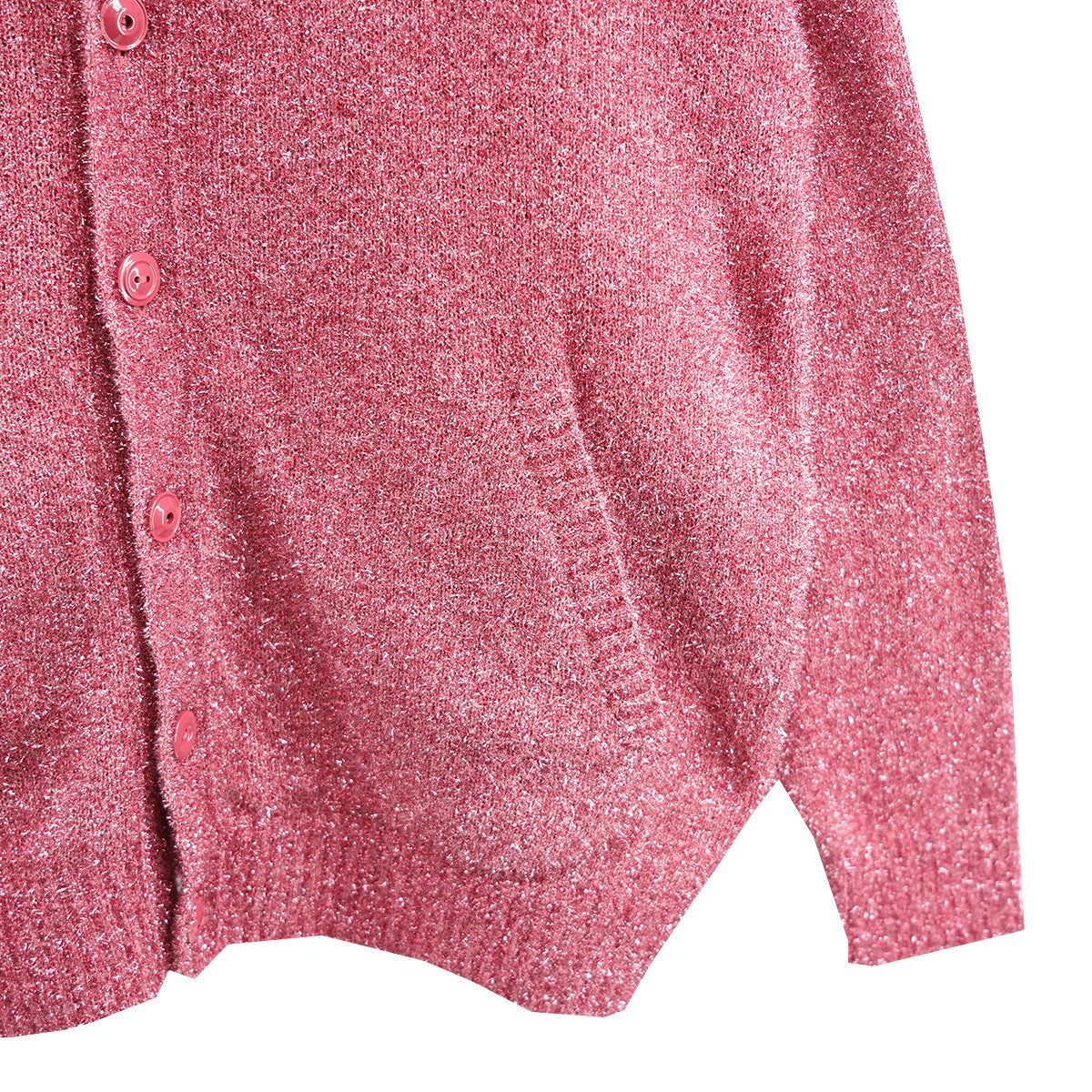 25AW cardigan sweater in a reddish-pinkスパークル ニット カーディガン