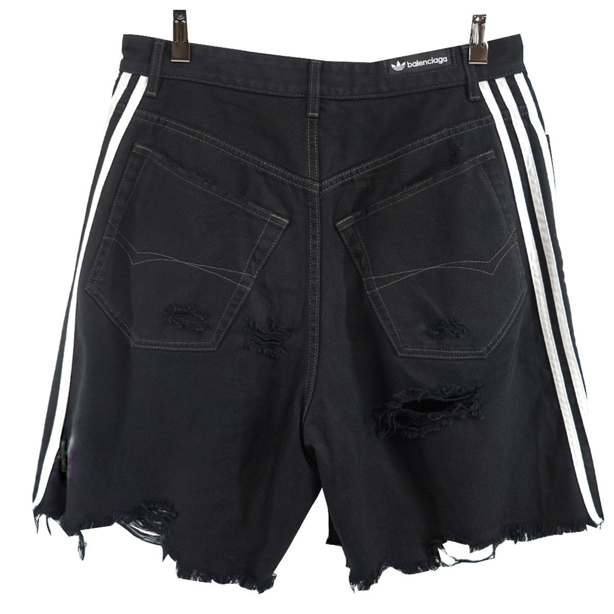 BALENCIAGA×adidas 23SS × adidas Destroyed Baggy Denim Shortsデストロイ ダメージ 加工 バギー デニム ショーツ ハーフパンツ 古着・中古-2枚目のアイテム画像