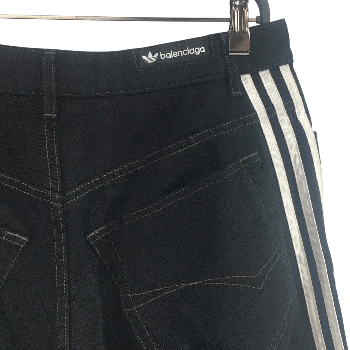 BALENCIAGA×adidas 23SS × adidas Destroyed Baggy Denim Shortsデストロイ ダメージ 加工 バギー デニム ショーツ ハーフパンツ 古着・中古-3枚目のアイテム画像