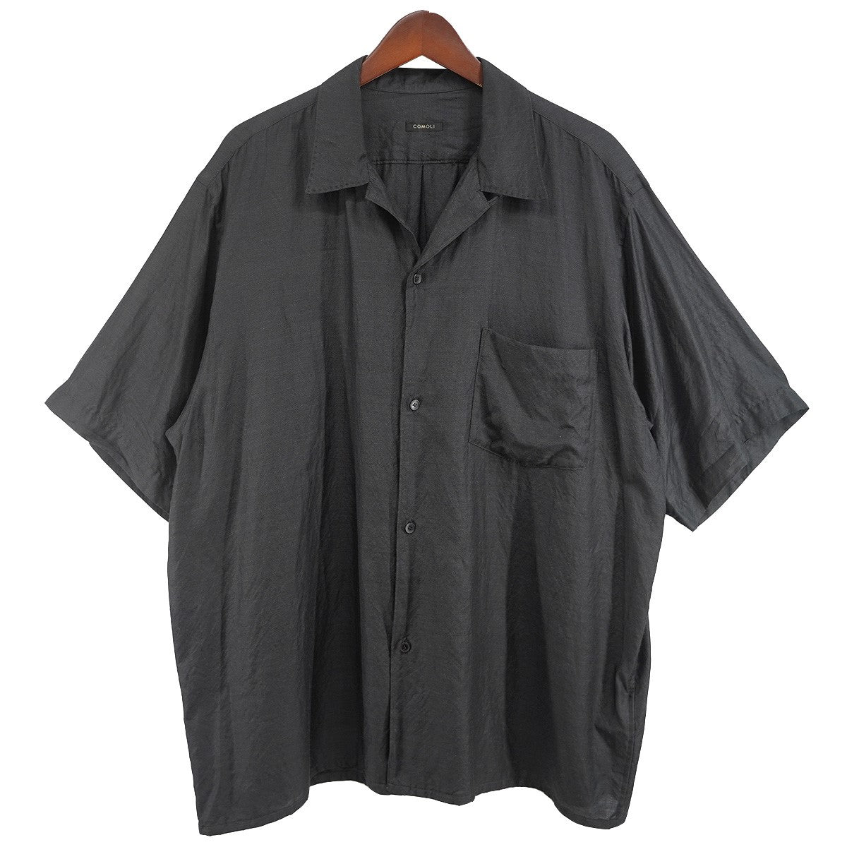 COMOLI 25SS ウールシルク 半袖オープンカラーシャツ