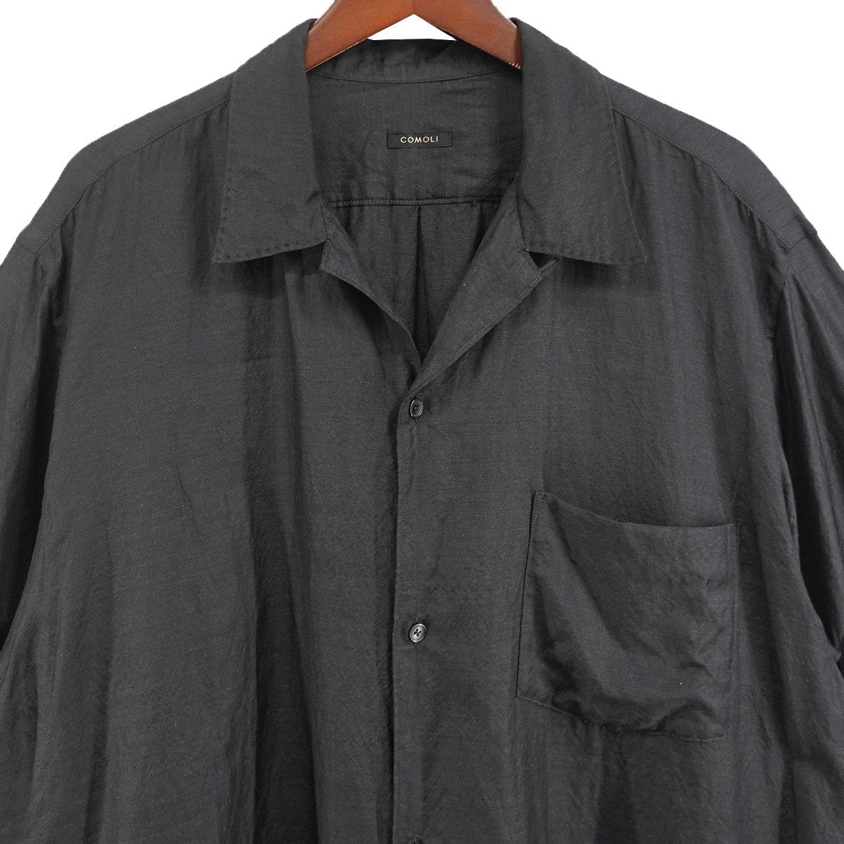 COMOLI 25SS ウールシルク 半袖オープンカラーシャツ 古着・中古-2枚目のアイテム画像