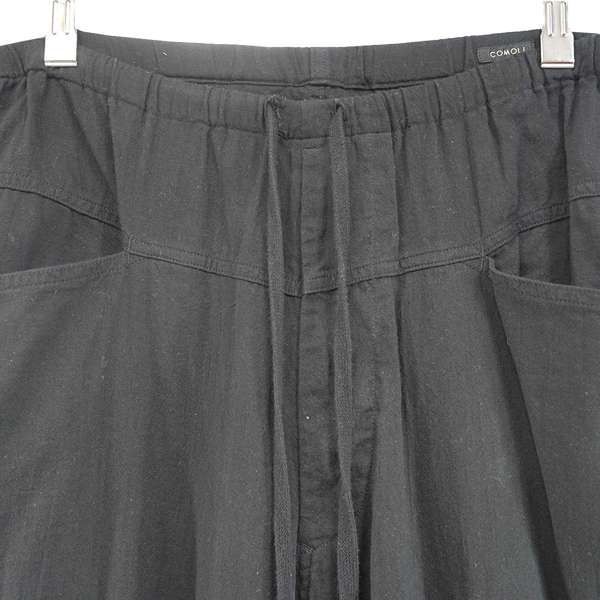 25SS オックス ドローストリングパンツ 空紡 製品染め加工切替デザイン バルーンシルエット イージー パンツ