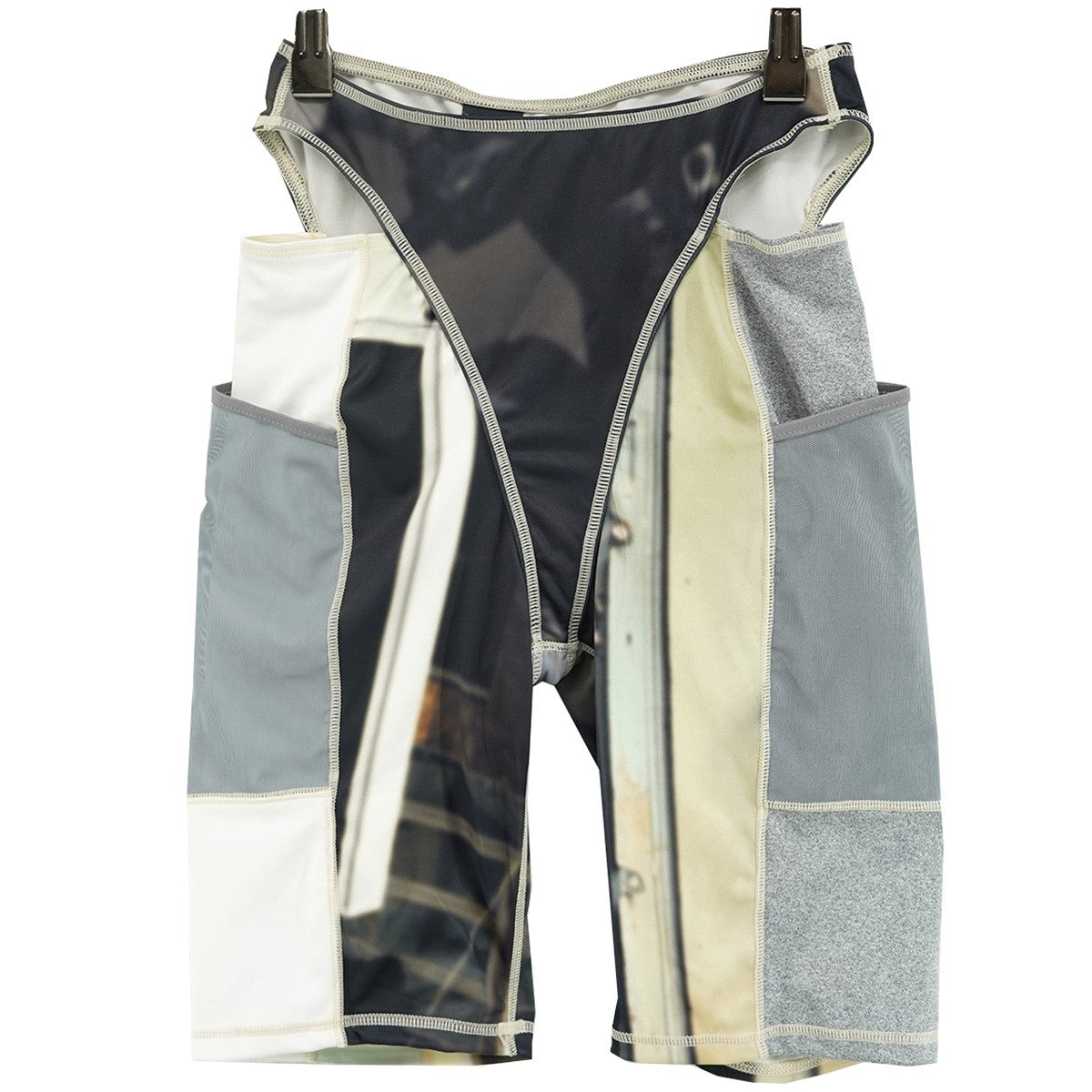 kotohayokozawa 25SS PANELLED CYCLE SHORTS ／ YELLOWウエストカッティング メッシュポケット フォトプリント レイヤード風 パネルサイクル ショーツ 古着・中古-1枚目のアイテム画像