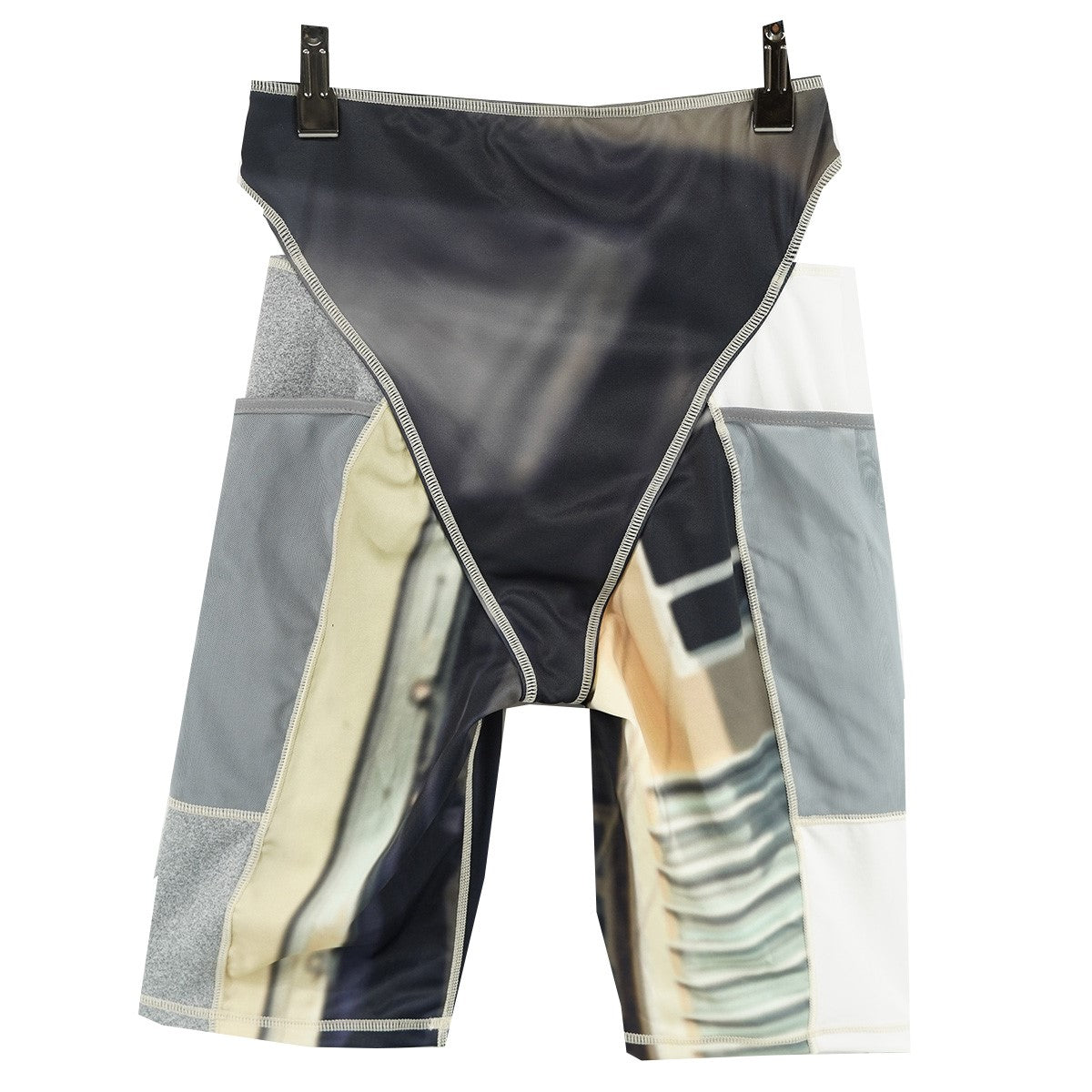 kotohayokozawa 25SS PANELLED CYCLE SHORTS ／ YELLOWウエストカッティング メッシュポケット フォトプリント レイヤード風 パネルサイクル ショーツ 古着・中古-2枚目のアイテム画像