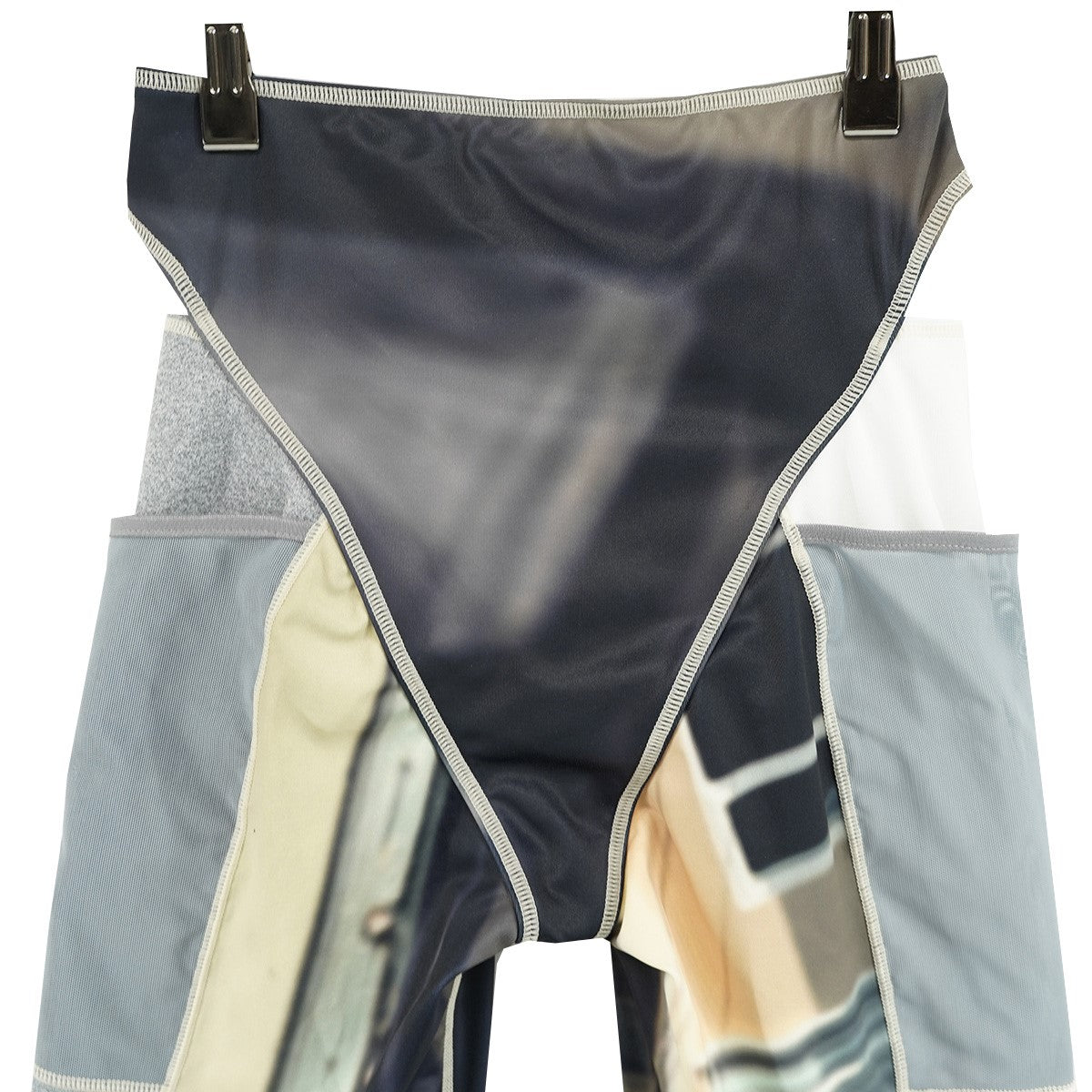 kotohayokozawa 25SS PANELLED CYCLE SHORTS ／ YELLOWウエストカッティング メッシュポケット フォトプリント レイヤード風 パネルサイクル ショーツ 古着・中古-5枚目のアイテム画像