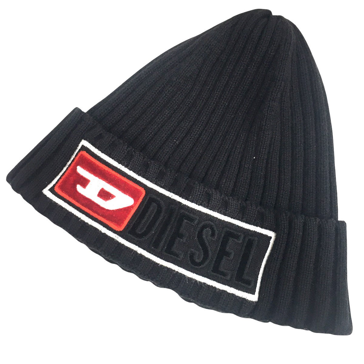 DIESEL(ディーゼル) ロゴ リブ ビーニー ニットキャップ 帽子 ブラック