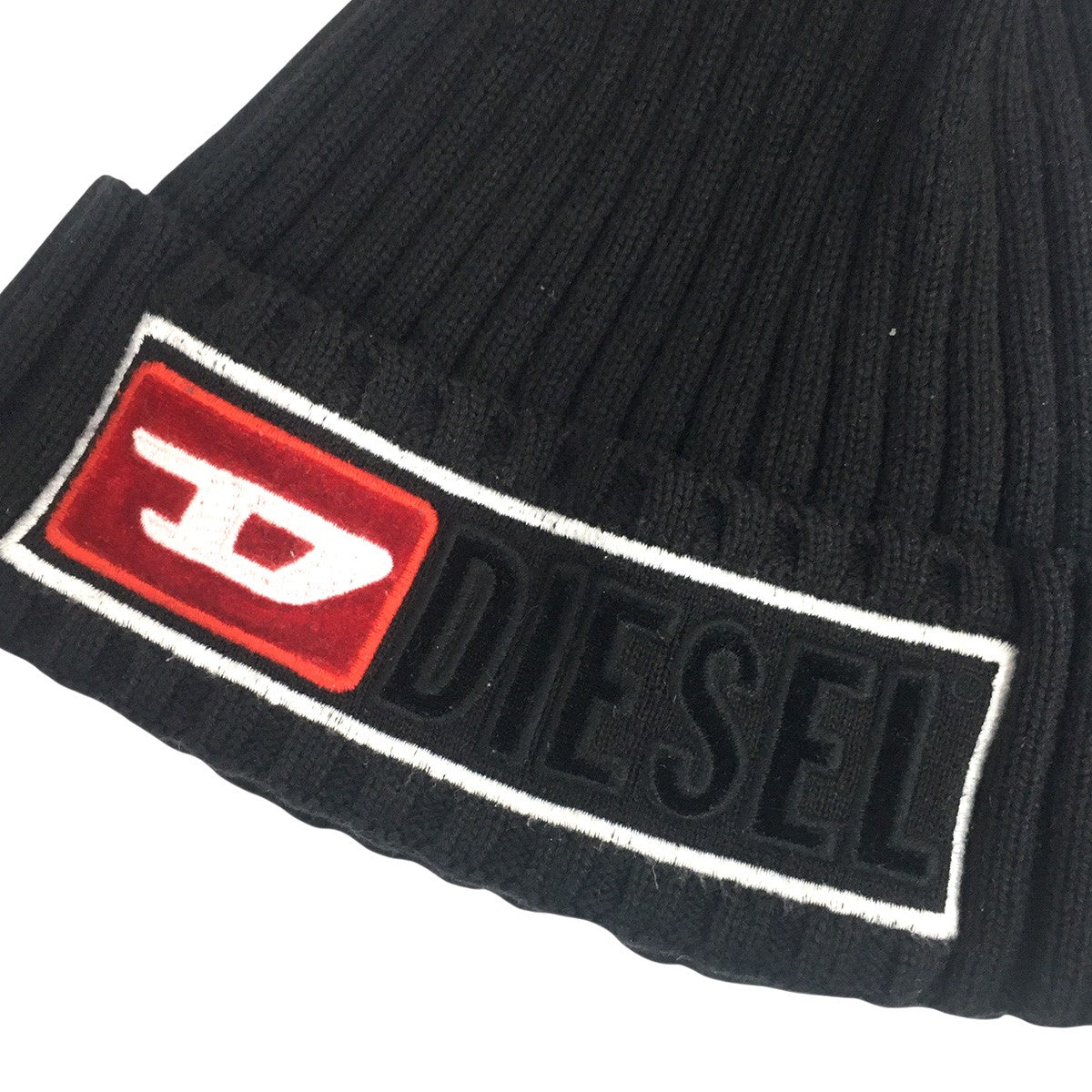 DIESEL(ディーゼル) ロゴ リブ ビーニー ニットキャップ 帽子 ブラック