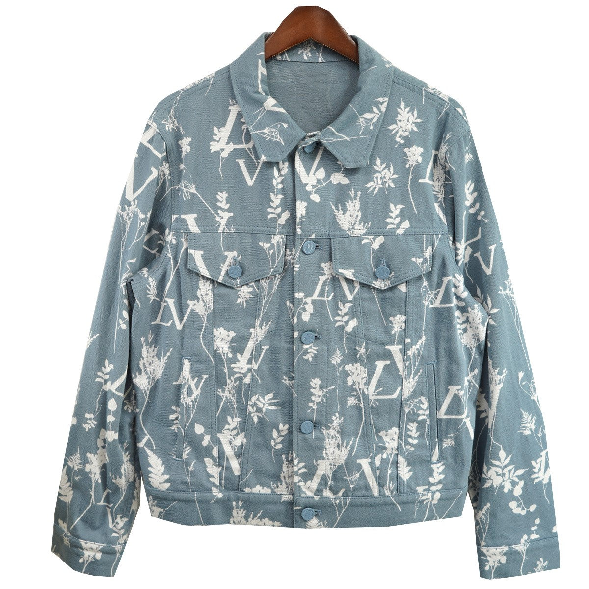 22AW ヴァージル期 LV DNA Leaf Denim JacketLVロゴ スクエアカラー リーフ トラッカー デニムジャケット