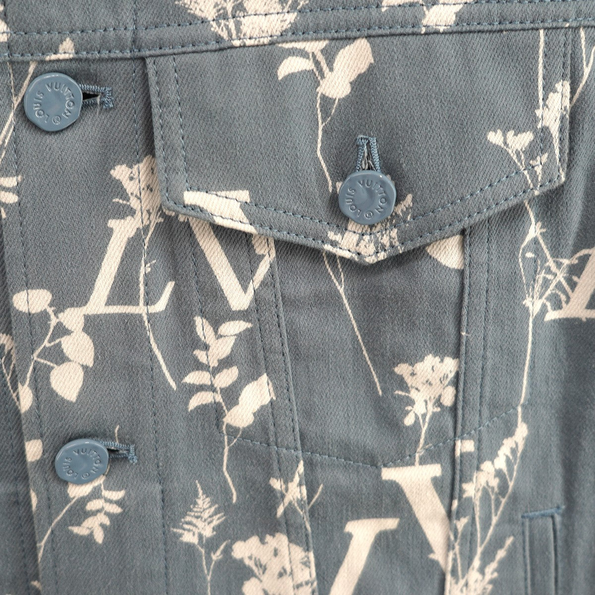 22AW ヴァージル期 LV DNA Leaf Denim JacketLVロゴ スクエアカラー リーフ トラッカー デニムジャケット