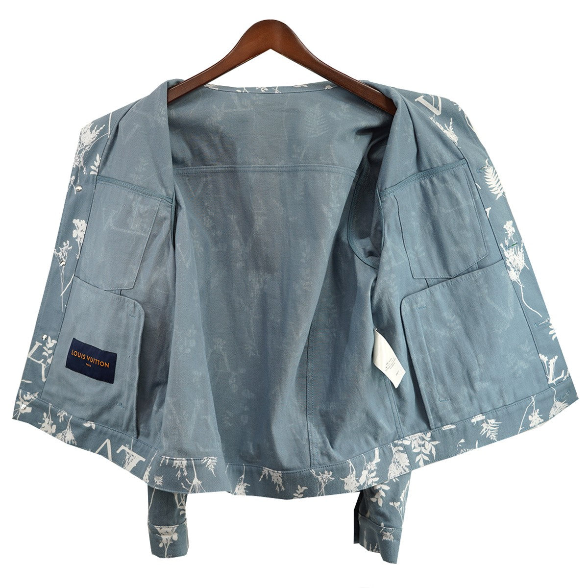 22AW ヴァージル期 LV DNA Leaf Denim JacketLVロゴ スクエアカラー リーフ トラッカー デニムジャケット