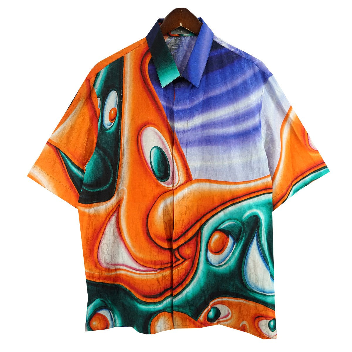 21SS KENNY SCHARF ケニー・シャーフケニー・シャーフロゴ オブリーク シルク混 半袖 シャツ