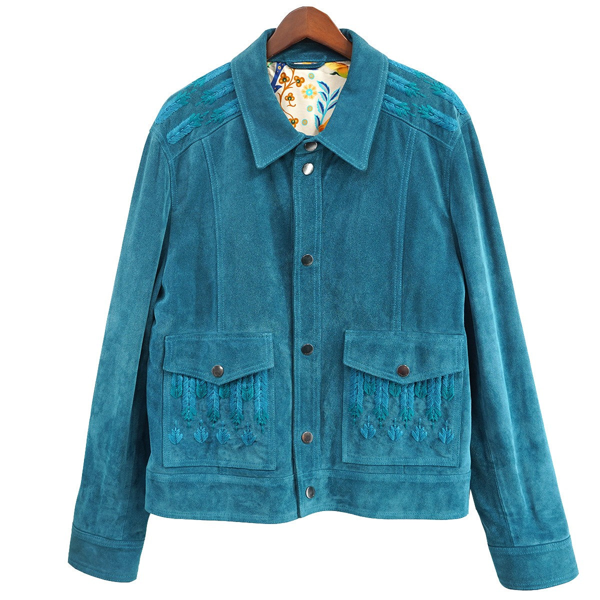 ETRO(エトロ) Embroidered Suede Trucker Jacketエンブロイ