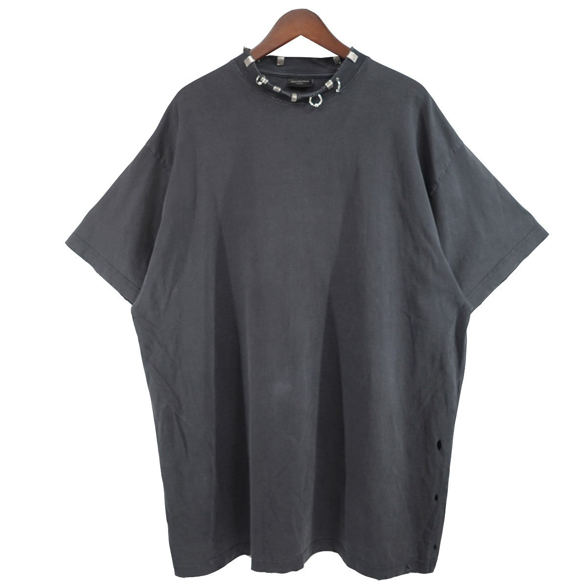 BALENCIAGA 23AW Pierced T-Shirtピアス デザイン デストロイ ダメージ 加工 オーバーサイズTシャツ 古着・中古-1枚目のアイテム画像