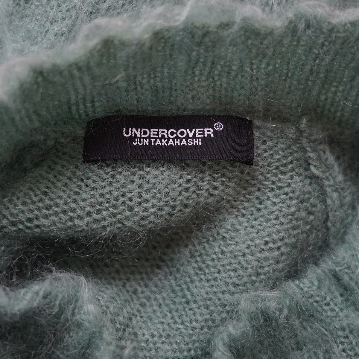 UNDERCOVER 25AW HELDON L／S Knit Wool-blend mohair high-neck knit pulloverアートワーク ジャガード パッチ モヘア ニット セーター 古着・中古-6枚目のアイテム画像