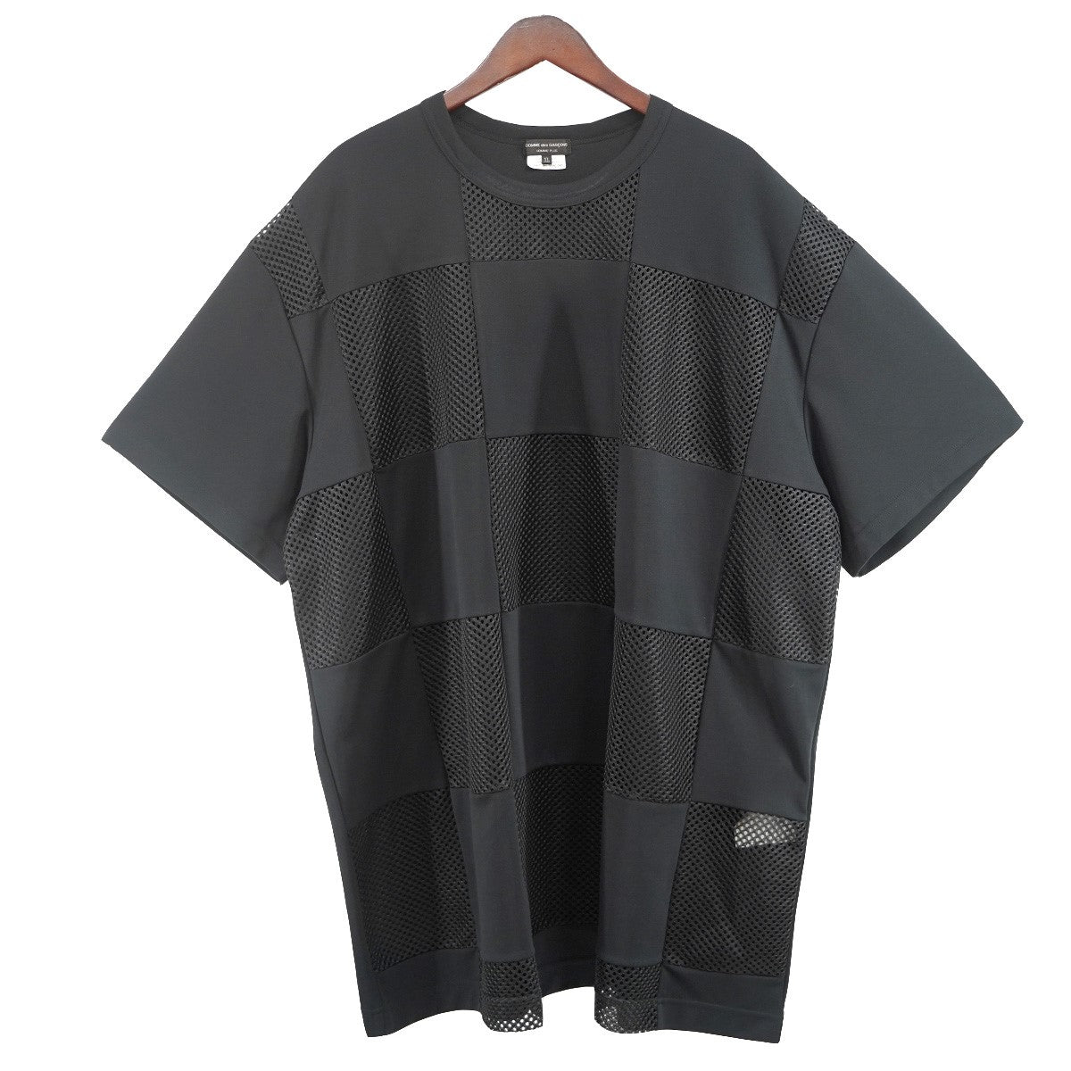 COMME des GARCONS HOMME PLUS 24SS エステルジャージ パッチワーク メッシュ ジャージーＴシャツ 古着・中古-1枚目のアイテム画像