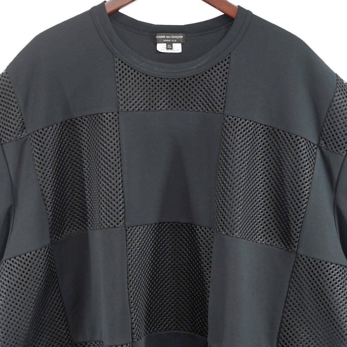 COMME des GARCONS HOMME PLUS 24SS エステルジャージ パッチワーク メッシュ ジャージーＴシャツ 古着・中古-2枚目のアイテム画像