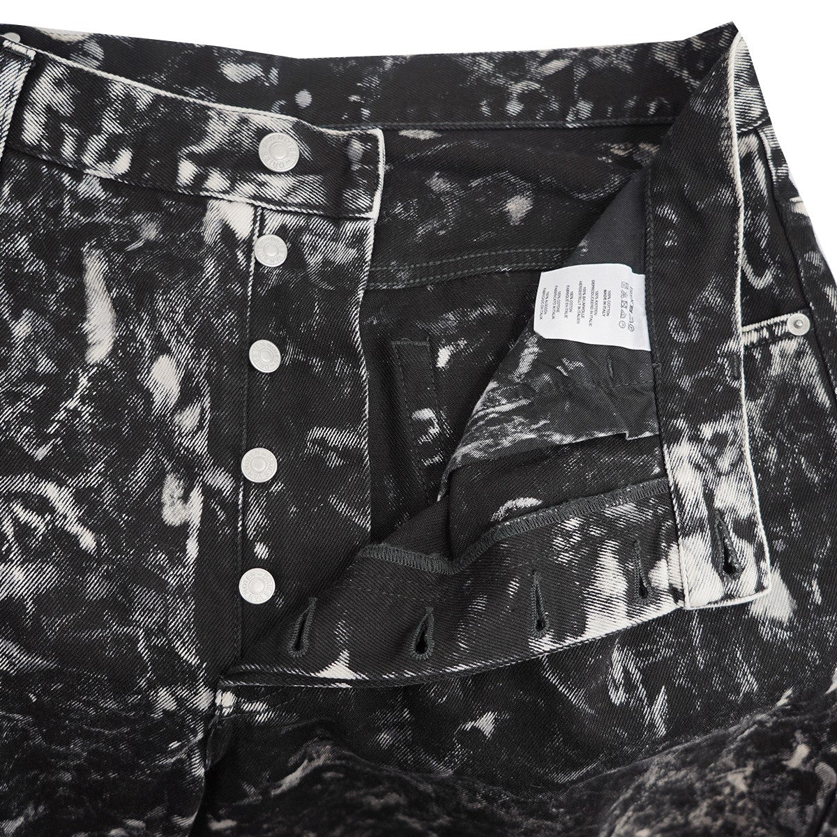 23AW Black Acid Wash Bleach Jeans ワイド ブリーチ デニム パンツ