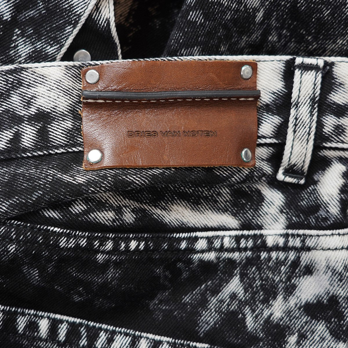 23AW Black Acid Wash Bleach Jeans ワイド ブリーチ デニム パンツ