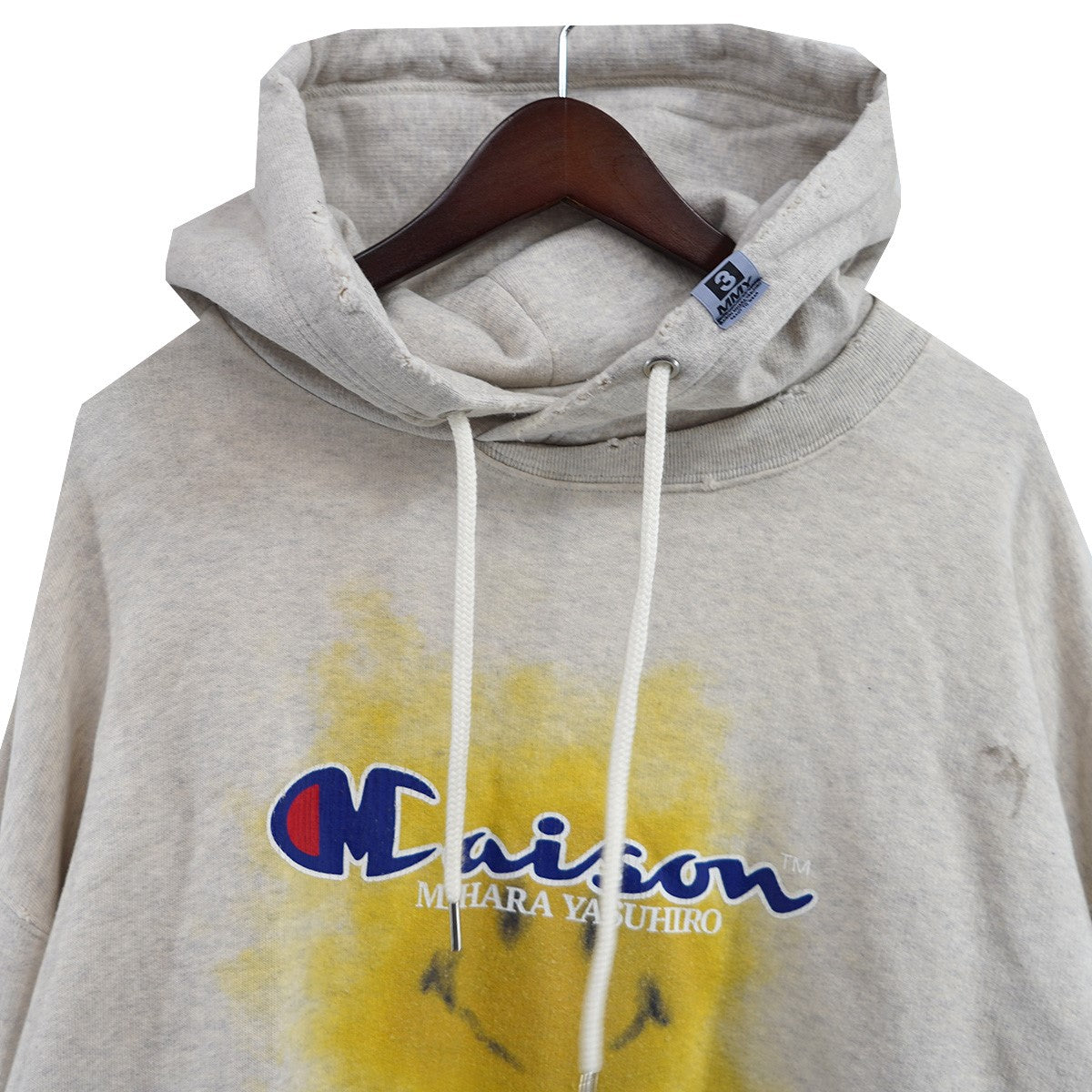 23SS スマイル レイヤード オーバーサイズ ダメージ Vintage ヴィンテージ加工パーカー フーディー