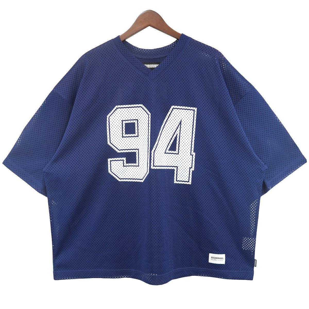 NEIGHBORHOOD 24SS HOCKEY V-NECK SS ラッセルメッシュ生地94 ナンバリング タグ ビッグシルエット Vネック ホッケー ジャージー ゲーム シャツ 古着・中古-1枚目のアイテム画像