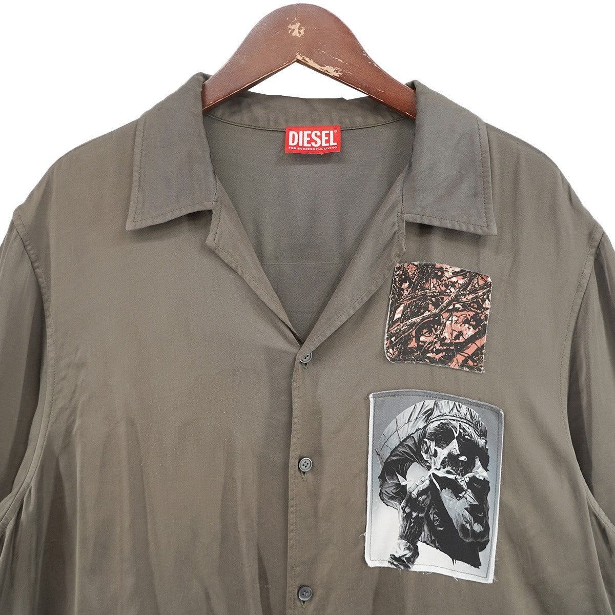 DIESEL by Glenn Martens 25SS S-DAXHE Short sleeve satin shirt with patchesビスコース サテン ロゴ パッチ 開襟 オープンカラー 半袖シャツ 古着・中古-3枚目のアイテム画像