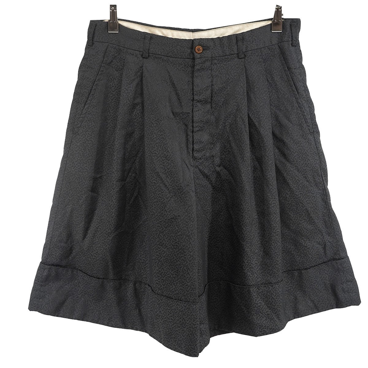 19AW 「Finding Beauty in the Dark」期ポリエステル縮絨 総柄 ジャガード ワイド ショーツ ハーフパンツ