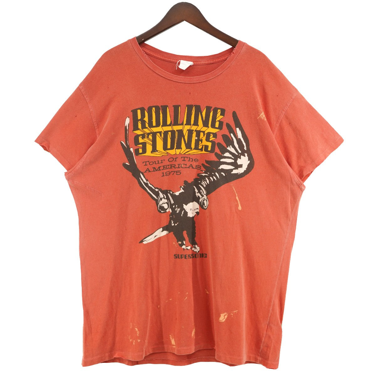 MADE WORN ROLLING STONES TOUR OF THE AMERICA ’75 W／SPLATTER ローリングストーンズジェット イーグル Vintage ヴィンテージ加工 バンT Tシャツ 古着・中古-1枚目のアイテム画像