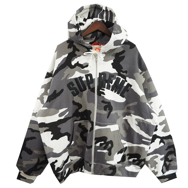シュプリーム ✈︎刺繍 迷彩 ブルゾン 希少モデル】シュプリーム ボックスロゴ入 カモ柄フリースジャケット L