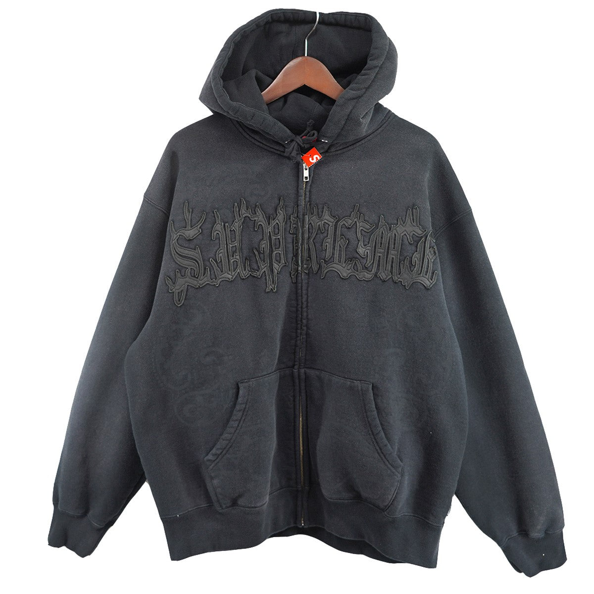 25SS Leather Applique Zip Up Hooded Sweatshirt Paisley加工 レザー アップリケ ペイズリー ジップアップ フーデッド スウェットシャツ パーカー