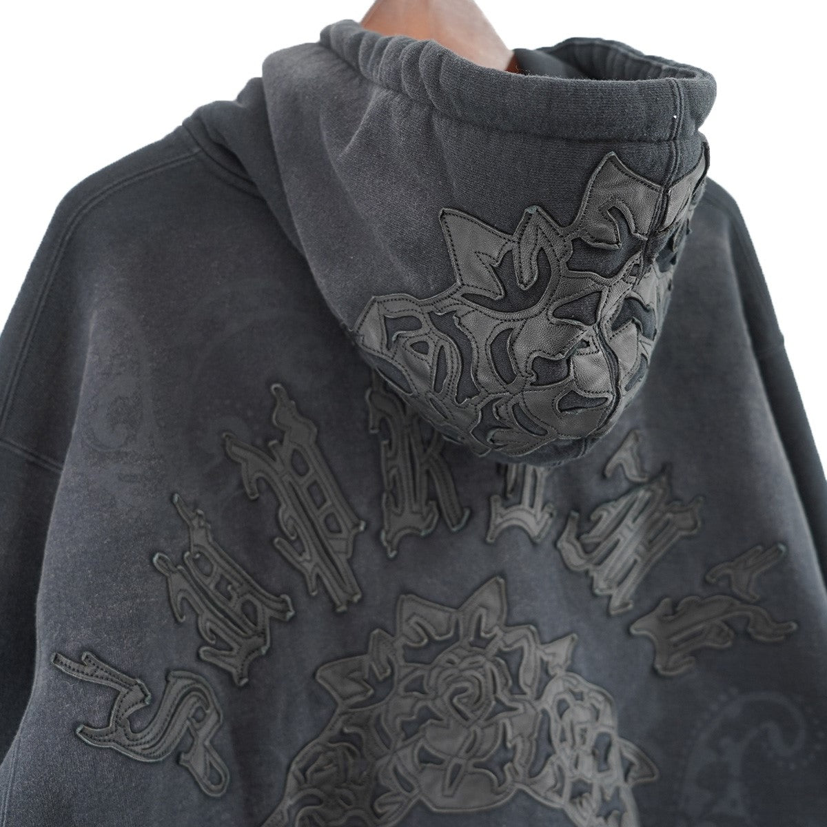 25SS Leather Applique Zip Up Hooded Sweatshirt Paisley加工 レザー アップリケ ペイズリー ジップアップ フーデッド スウェットシャツ パーカー