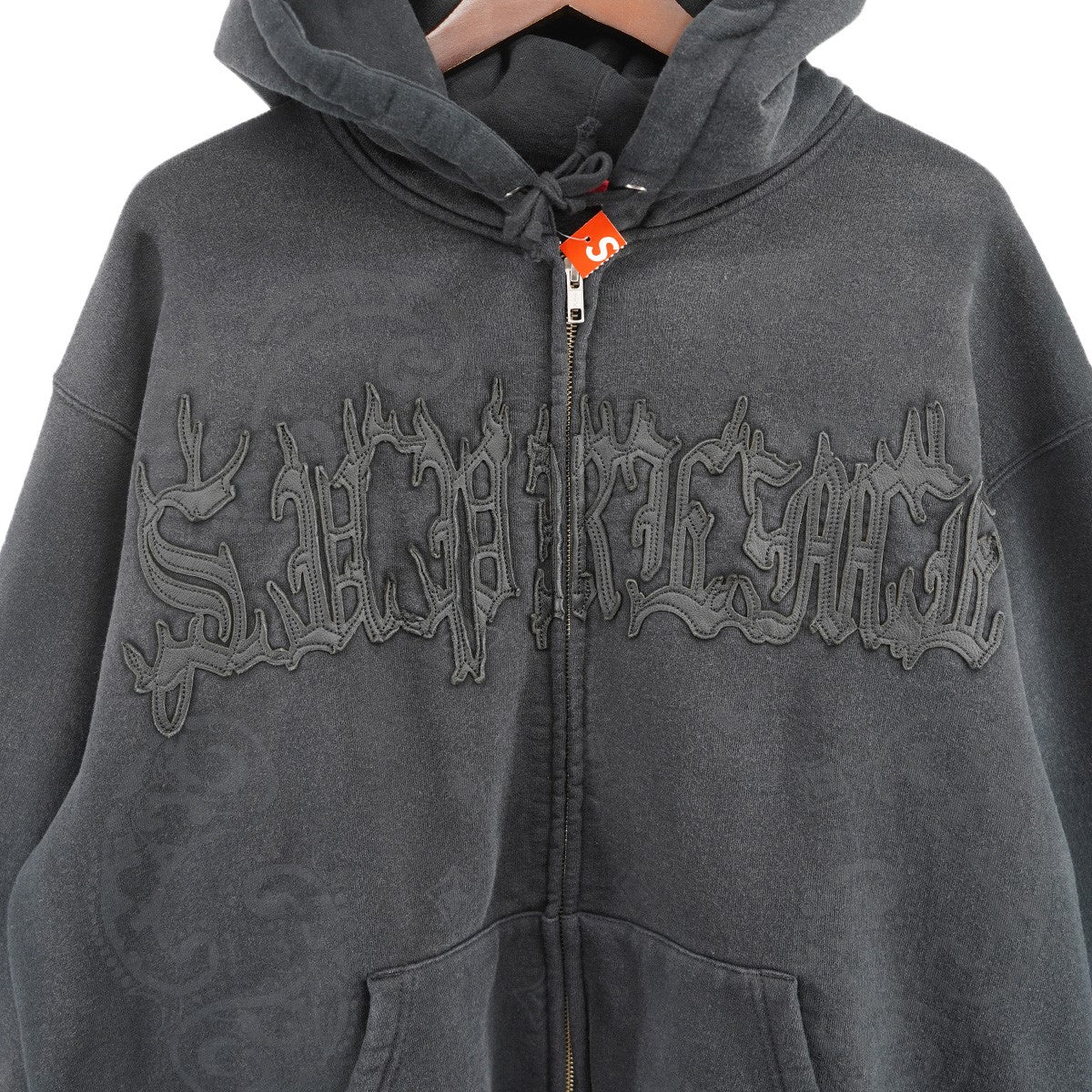 25SS Leather Applique Zip Up Hooded Sweatshirt Paisley加工 レザー アップリケ ペイズリー ジップアップ フーデッド スウェットシャツ パーカー