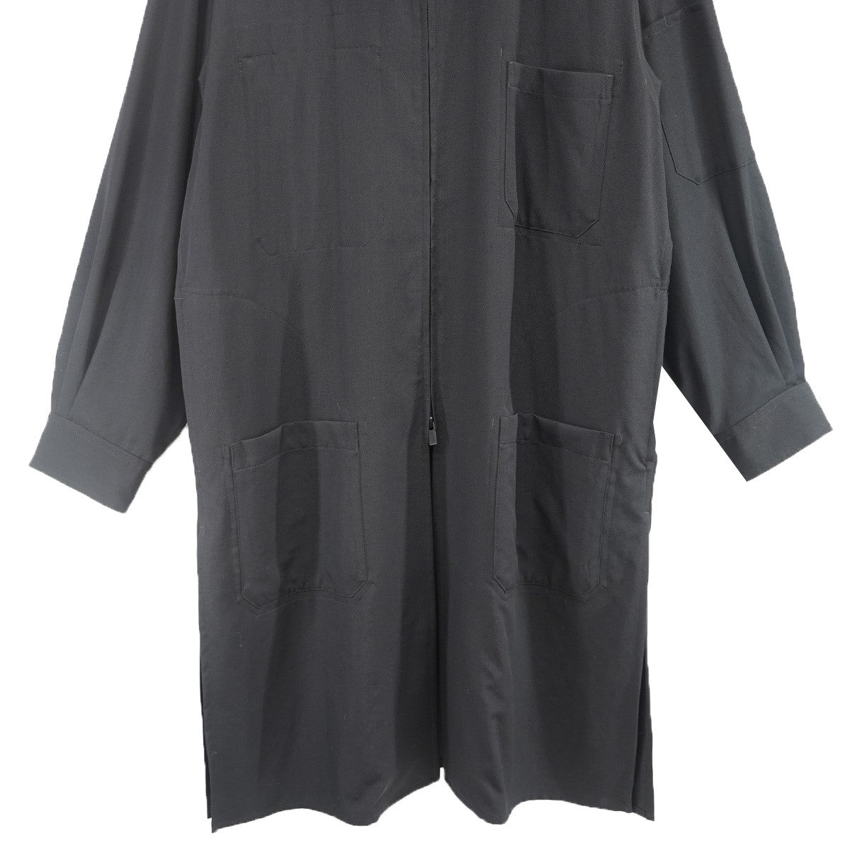 ヨウジヤマモト　プールオム　ロング シャツ　ウールギャバジン Yohji Yamamoto POUR HOMME シワギャバステンカラーロングブラウス