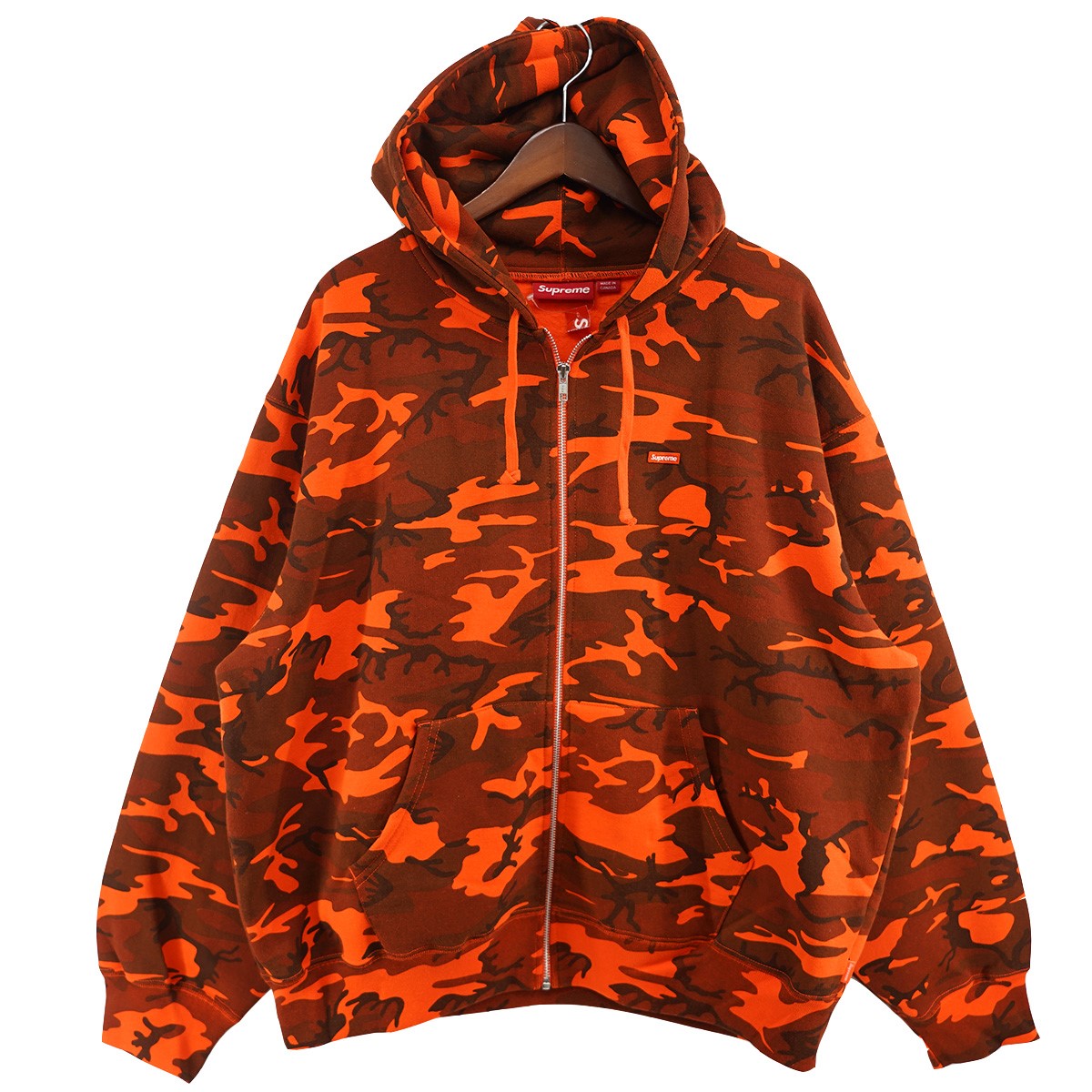 Supreme 25SS Small Box Zip Up Hooded Sweatshirt BrightOrangeCamoスモール ボックスロゴ ジップアップ フードスウェットシャツ パーカー 古着・中古-1枚目のアイテム画像