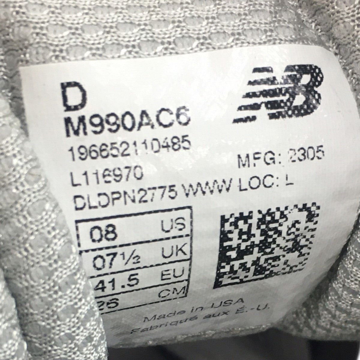 NEW BALANCE Action Bronson × New Balance 990V6アクション・ブロンソン × ニューバランス 990V6 スニーカー シューズ 靴 古着・中古-8枚目のアイテム画像