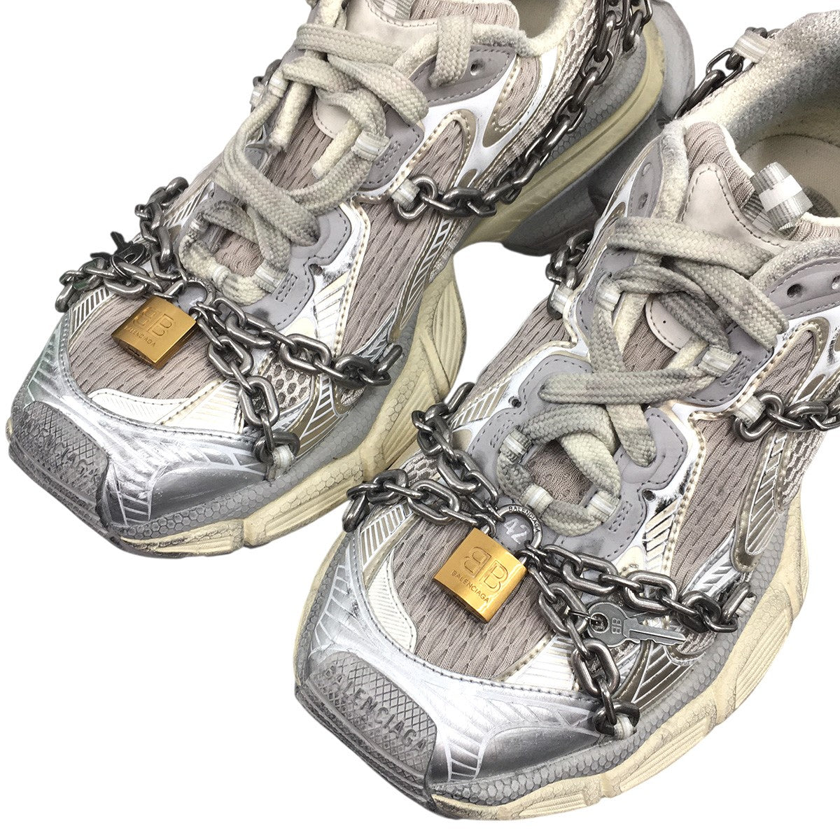 BALENCIAGA 3XL ロゴ チェーン スリーエックスエルユーズド加工 スニーカー シューズ 靴 古着・中古-4枚目のアイテム画像