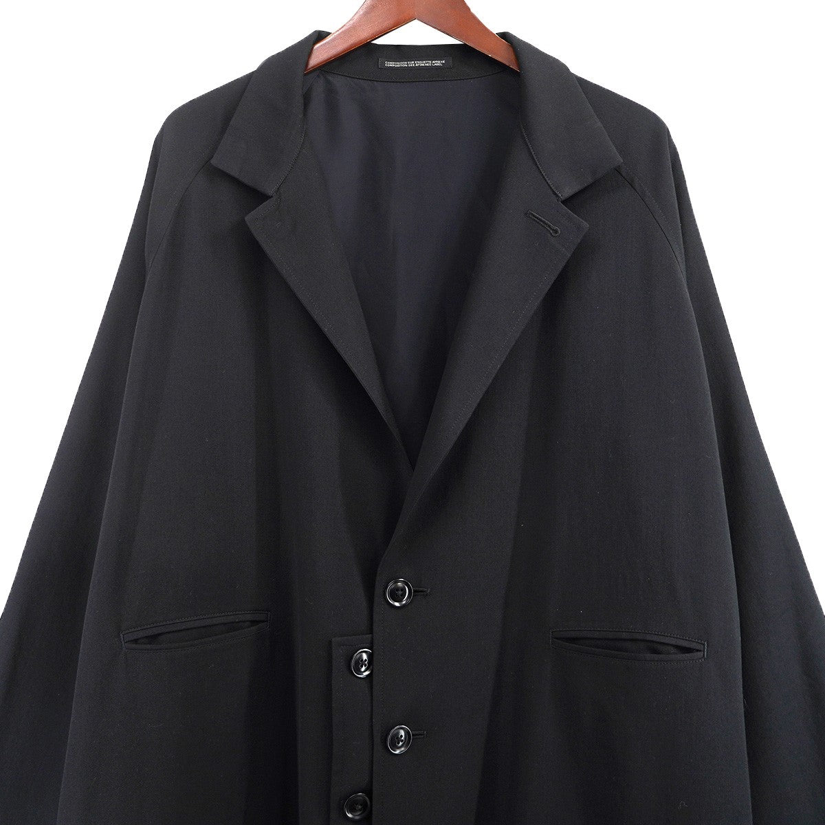 17AW スタンドフラシ襟 ウールギャバ ロングジャケット コート