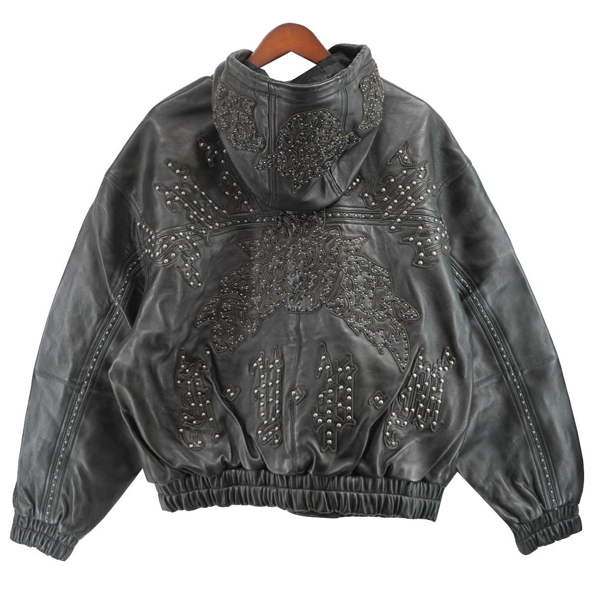 25SS Studded Hooded Leather Jacketロゴ スタッズ フーデッド ラム レザー ジャケット