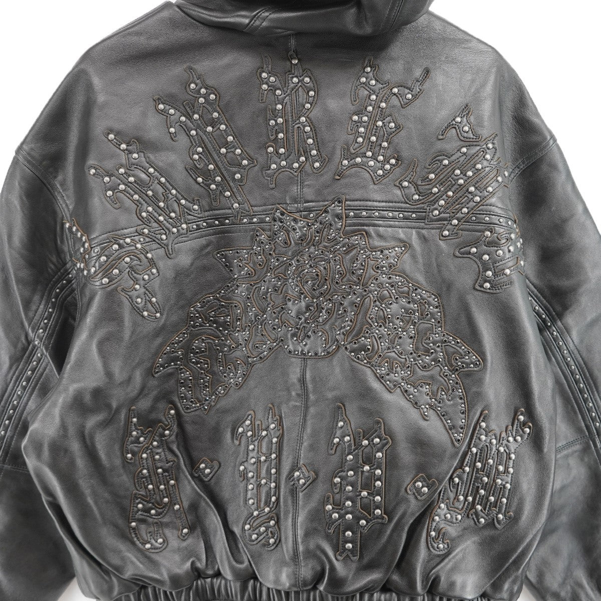 25SS Studded Hooded Leather Jacketロゴ スタッズ フーデッド ラム レザー ジャケット