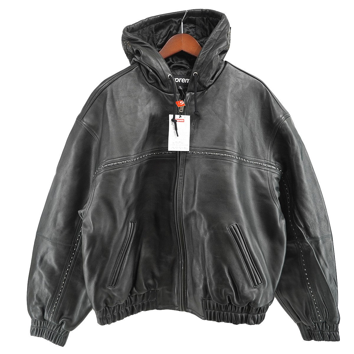 25SS Studded Hooded Leather Jacketロゴ スタッズ フーデッド ラム レザー ジャケット