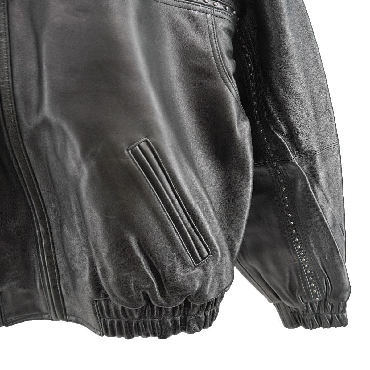 25SS Studded Hooded Leather Jacketロゴ スタッズ フーデッド ラム レザー ジャケット