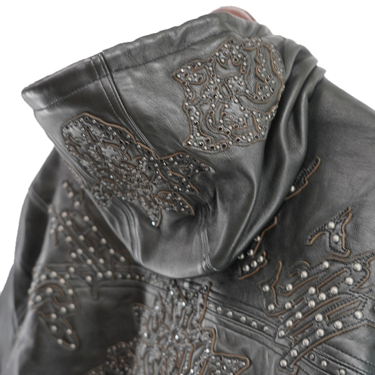 25SS Studded Hooded Leather Jacketロゴ スタッズ フーデッド ラム レザー ジャケット