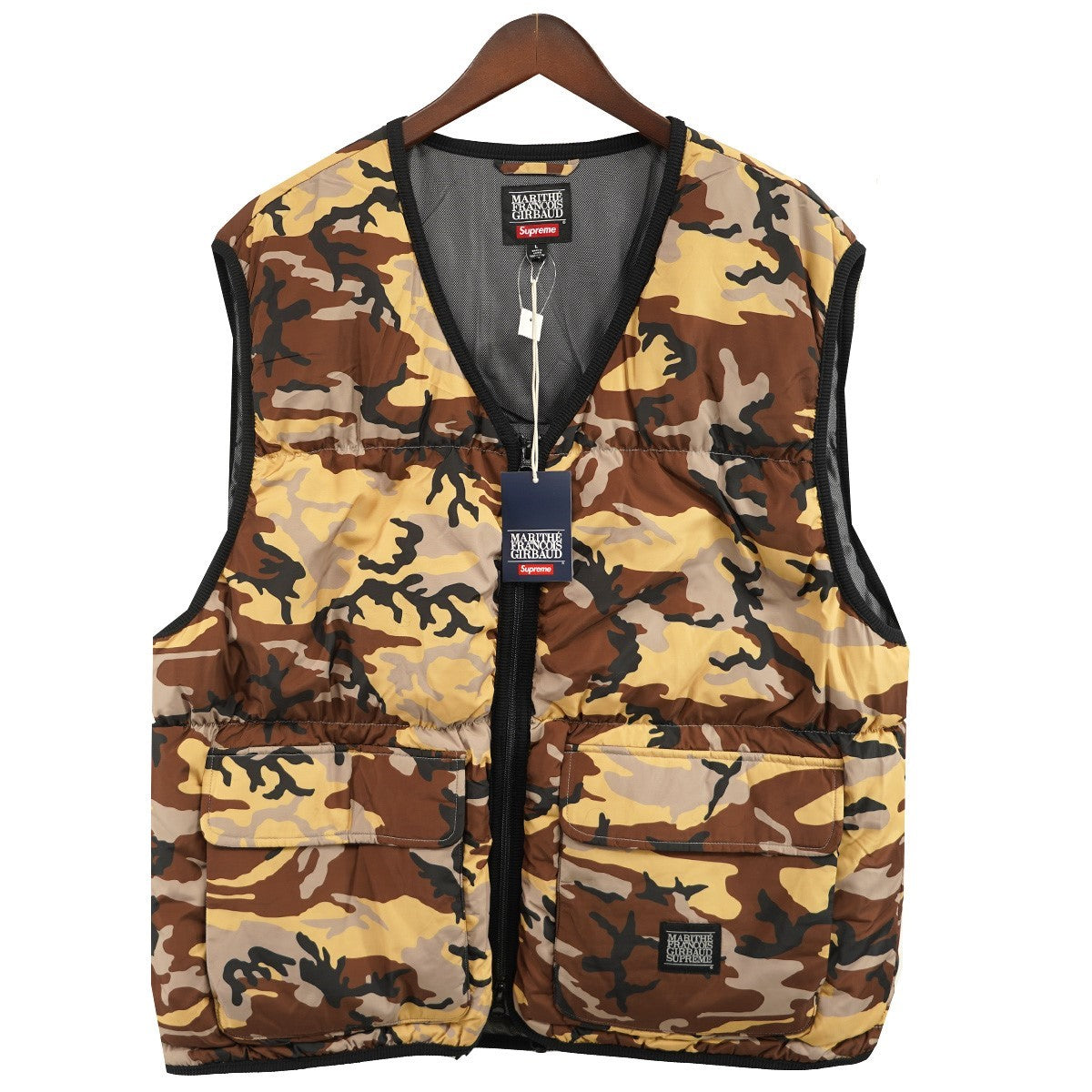 Supreme×MARITHE+FRANCOIS GIRBAUD 25SS Marithe + Francois Girbaud Down Puffer Vestロゴ カモ 迷彩 ダウン パファー ベスト 古着・中古-1枚目のアイテム画像