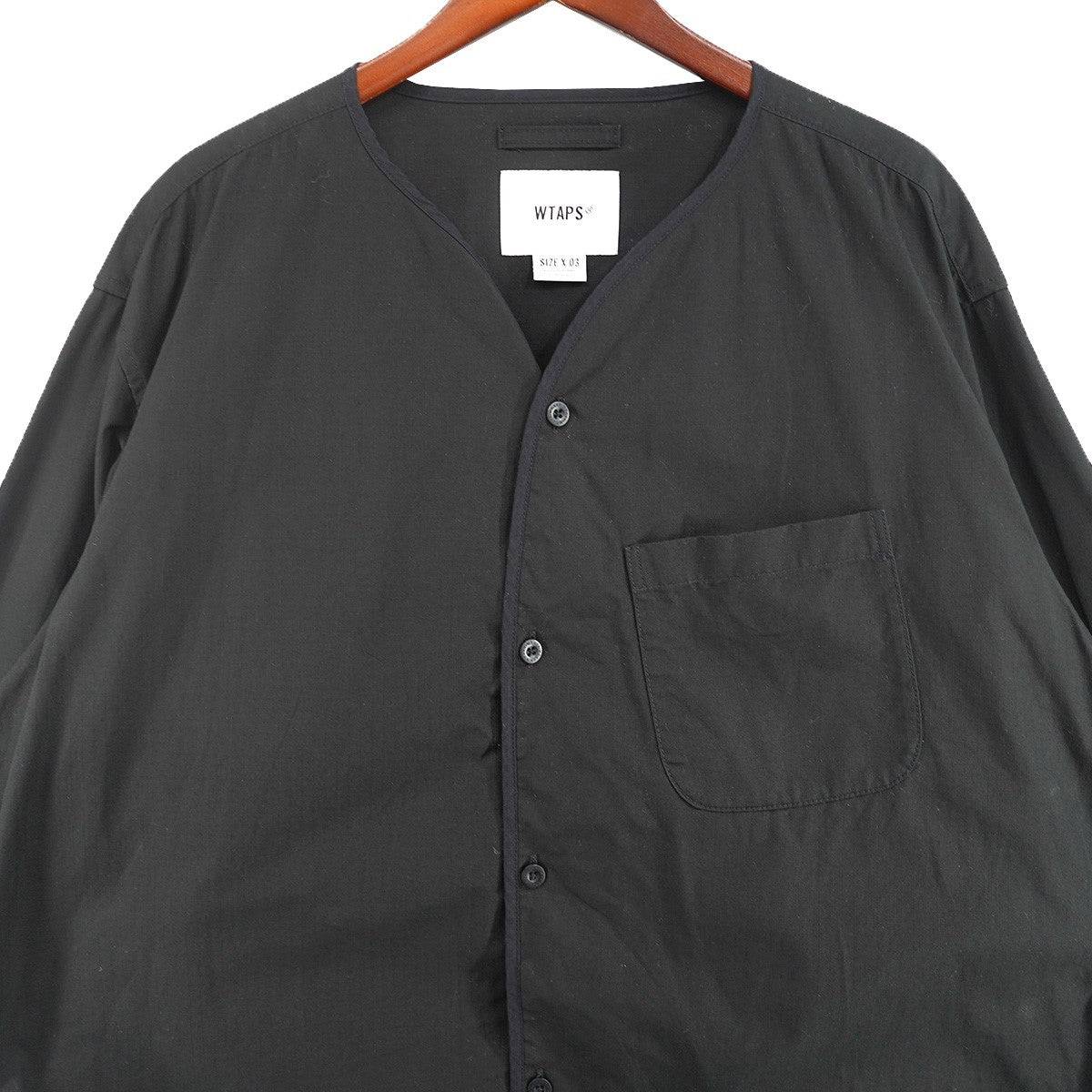 23AW Scout ／ LS ／ Cotton． Ripstop． Signリップストップ ロゴ スカウト ノーカラー シャツ